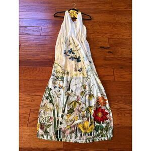 Rinascimento Made in Italy Floral Maxi Dress – Yellow & Ivory Halter – M